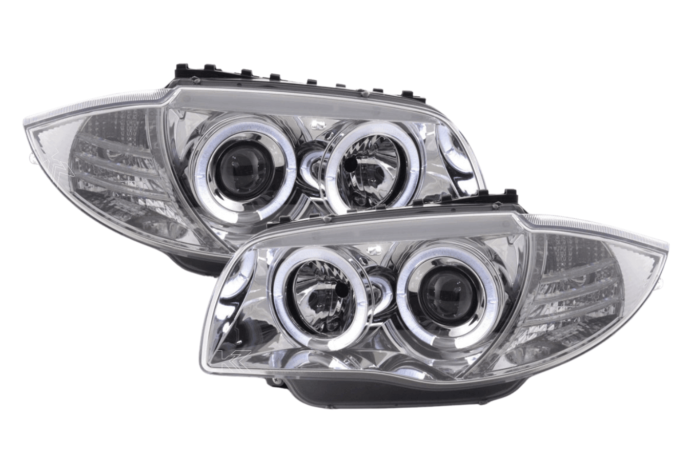 BMW 1-series E81 E82 E87 E88 Chrome Angel Eyes Headlight Set (2004 to 2011) - K2 Industries