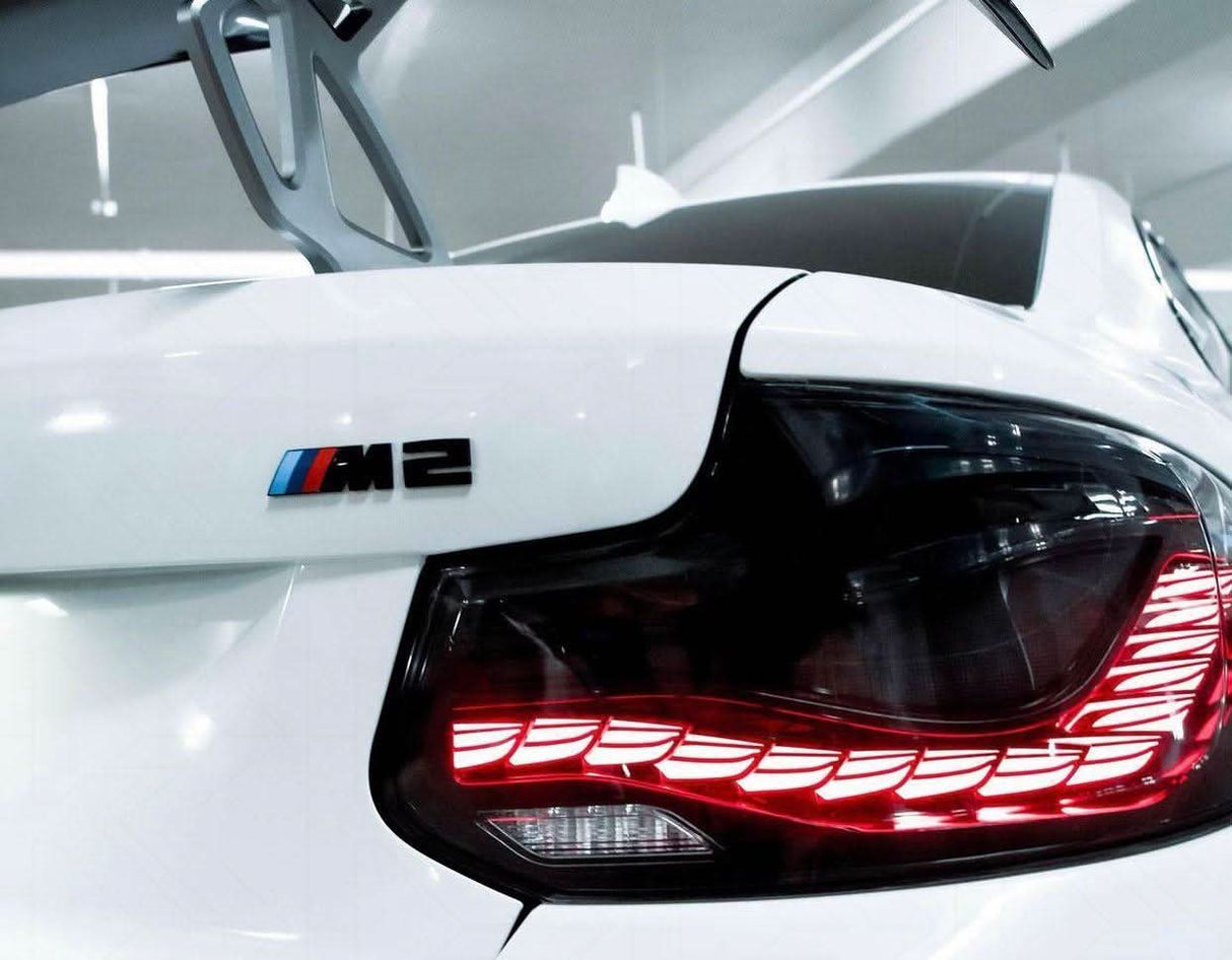 BMW 2-Series & M2 (F22 F23 F87) Red and Black Dragon Scale OLED Tail Lights - K2 Industries