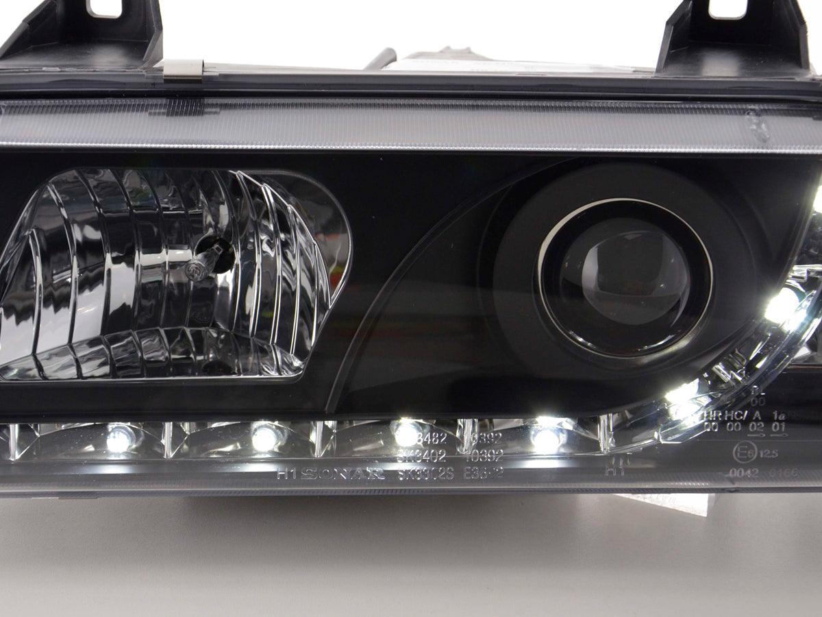 BMW 3-series E36 Coupe Black LED Headlights with Daytime Running Lights (1992-1999) - K2 Industries