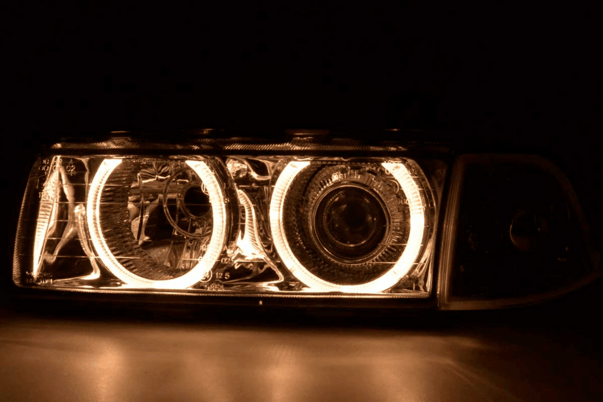 BMW 3-series E36 Coupe/Convertible Chrome Xenon Angel Eyes Headlights (1992-1998) - K2 Industries