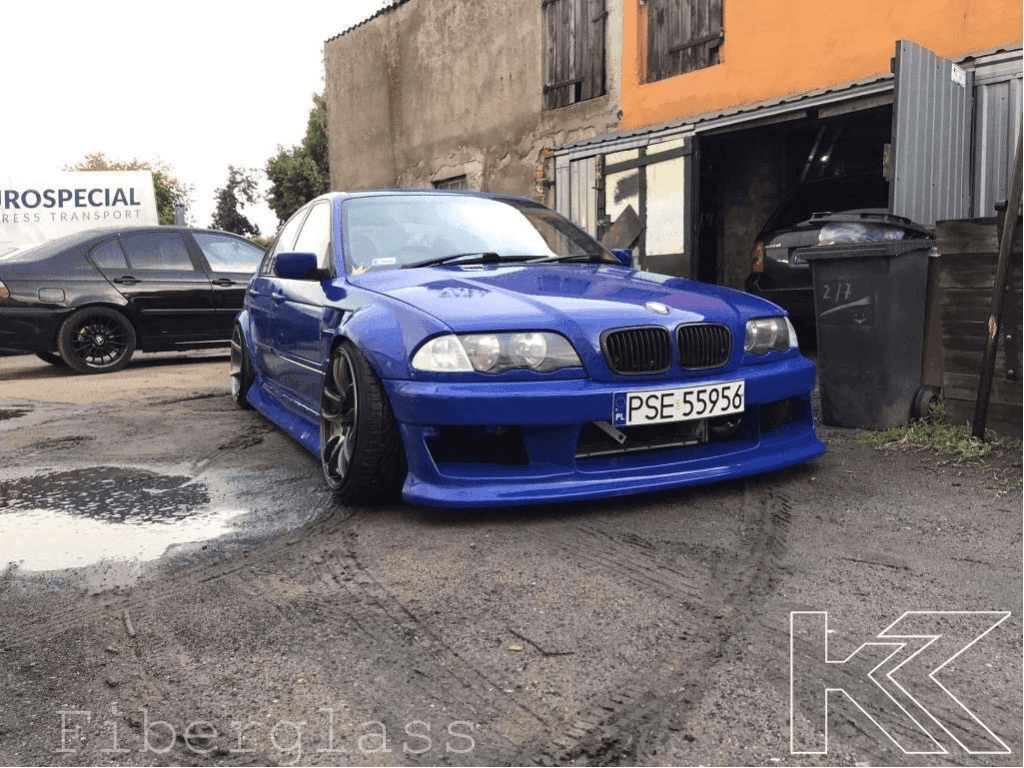 BMW 3-Series E46 Sedan Full Over Fender Kit with Vented Front Fenders - ABS OR Fiberglass - K2 Industries