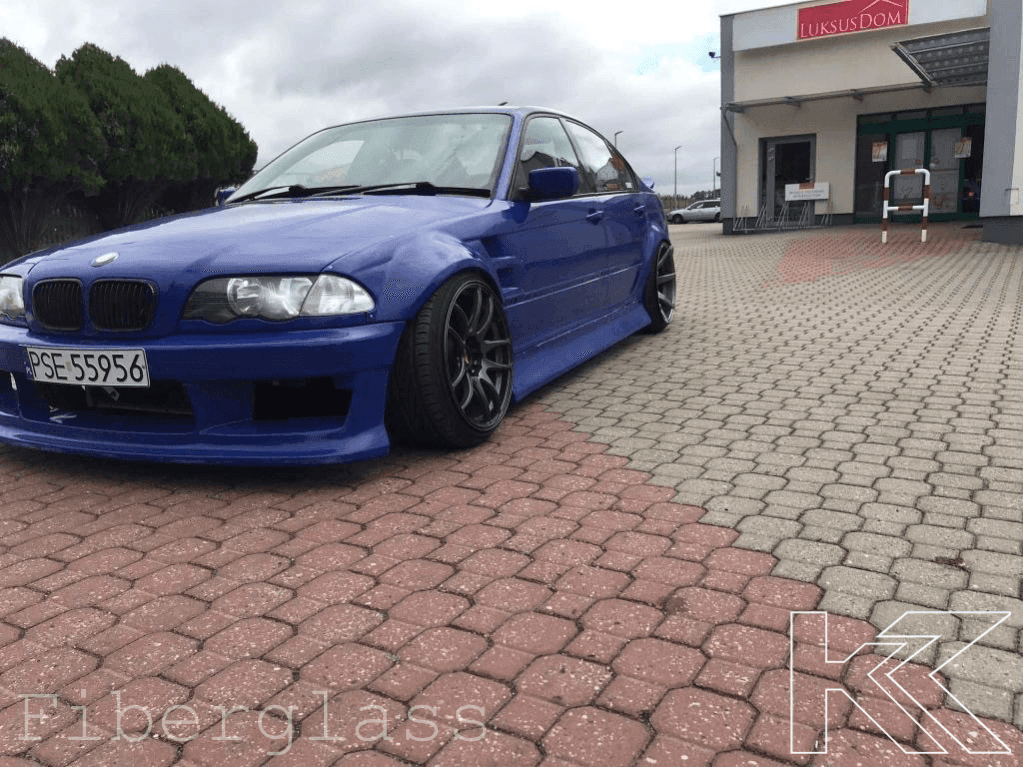 BMW 3-Series E46 Sedan Full Over Fender Kit with Vented Front Fenders - ABS OR Fiberglass - K2 Industries