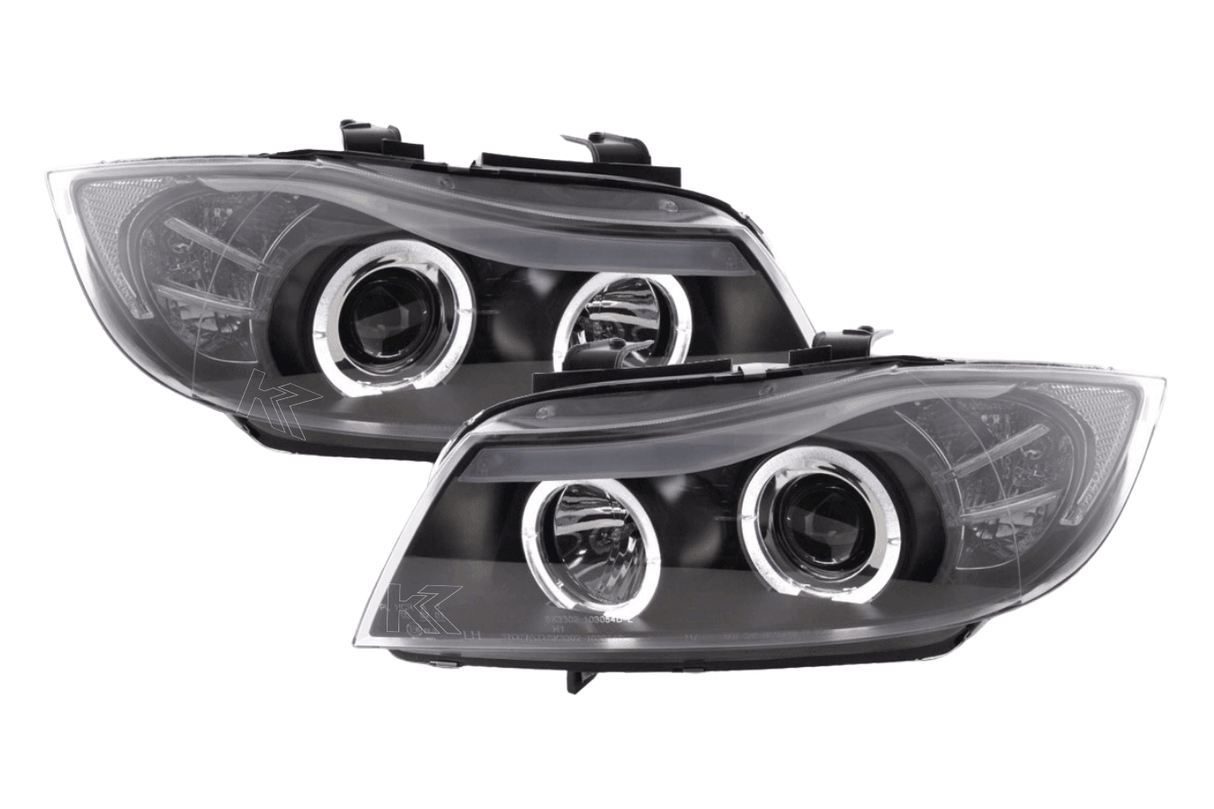 BMW 3-series E90 E91 Black Angel Eyes LED Headlight Set (2005-2012) - K2 Industries