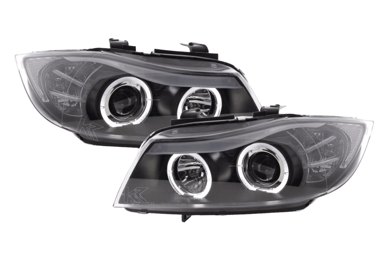 BMW 3-series E90 E91 Black Angel Eyes LED Headlight Set (2005-2012) - K2 Industries