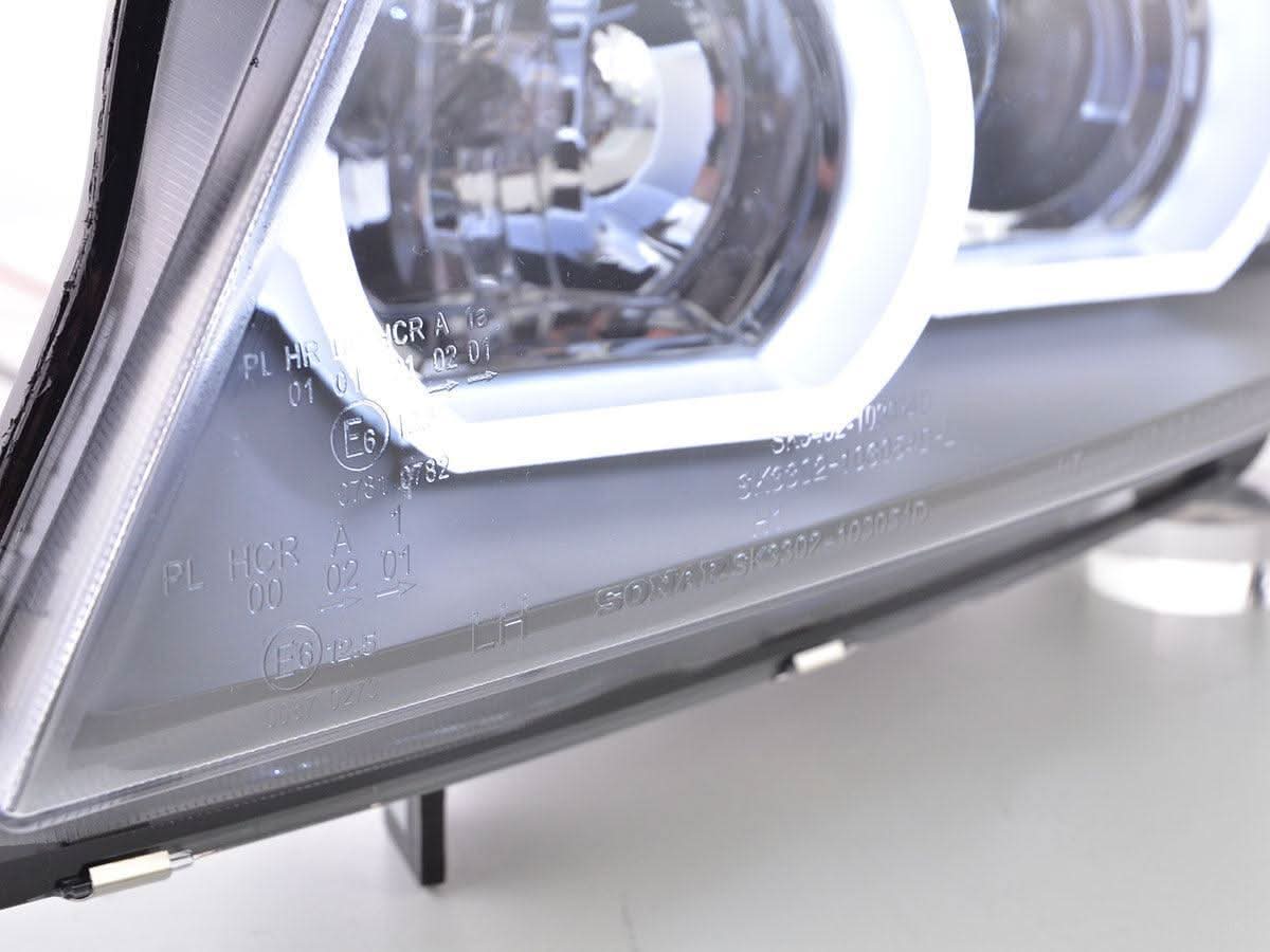 BMW 3 Series E90 /E91 Black LED U BAR Headlights (2005 - 2012) - K2 Industries