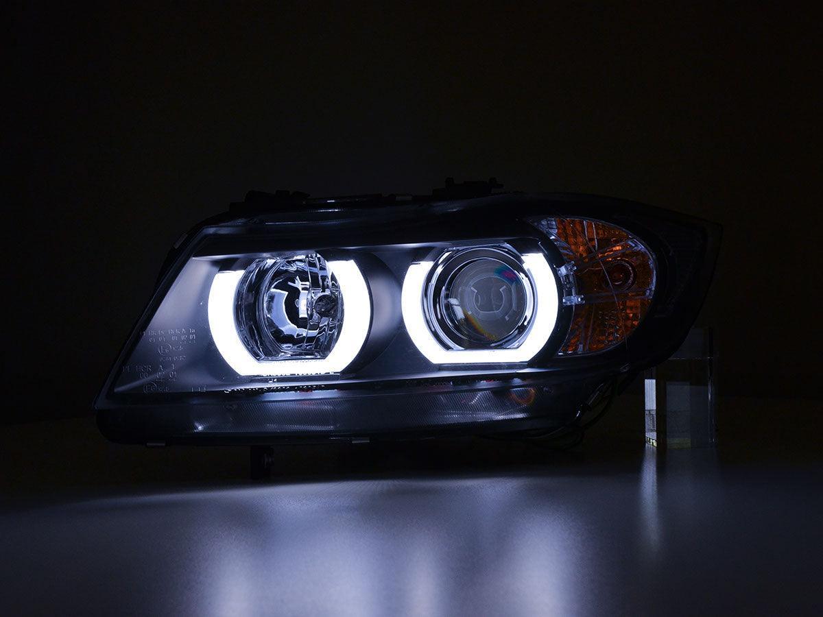 BMW 3-series E90 E91 Black U LED Headlights (2005-2012) - K2 Industries