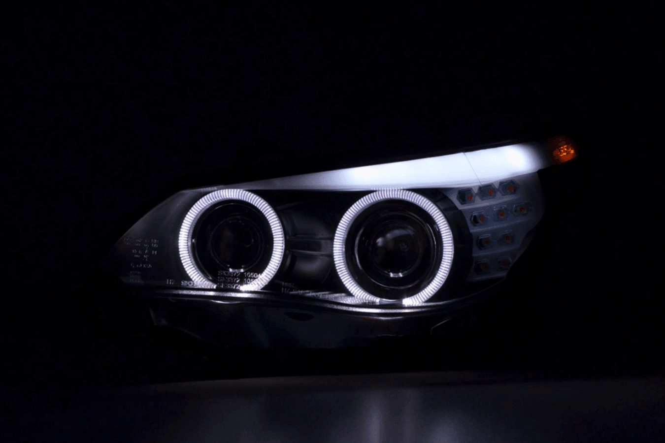 BMW 5-series E60 E61 Black Angel Eyes Headlight Set (2003-2007) - K2 Industries
