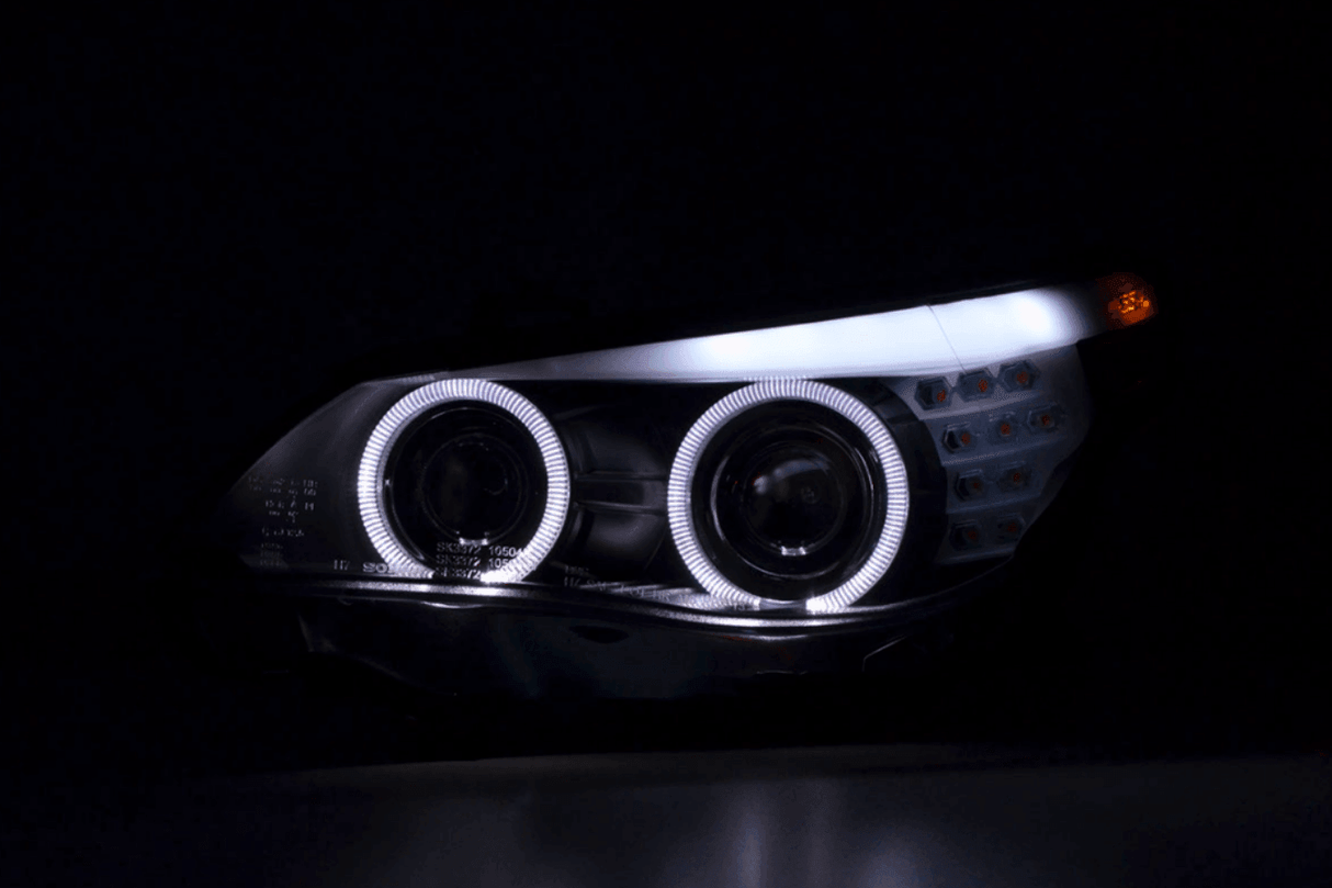 BMW 5-series E60 E61 Black Angel Eyes Headlight Set (2003-2007) - K2 Industries