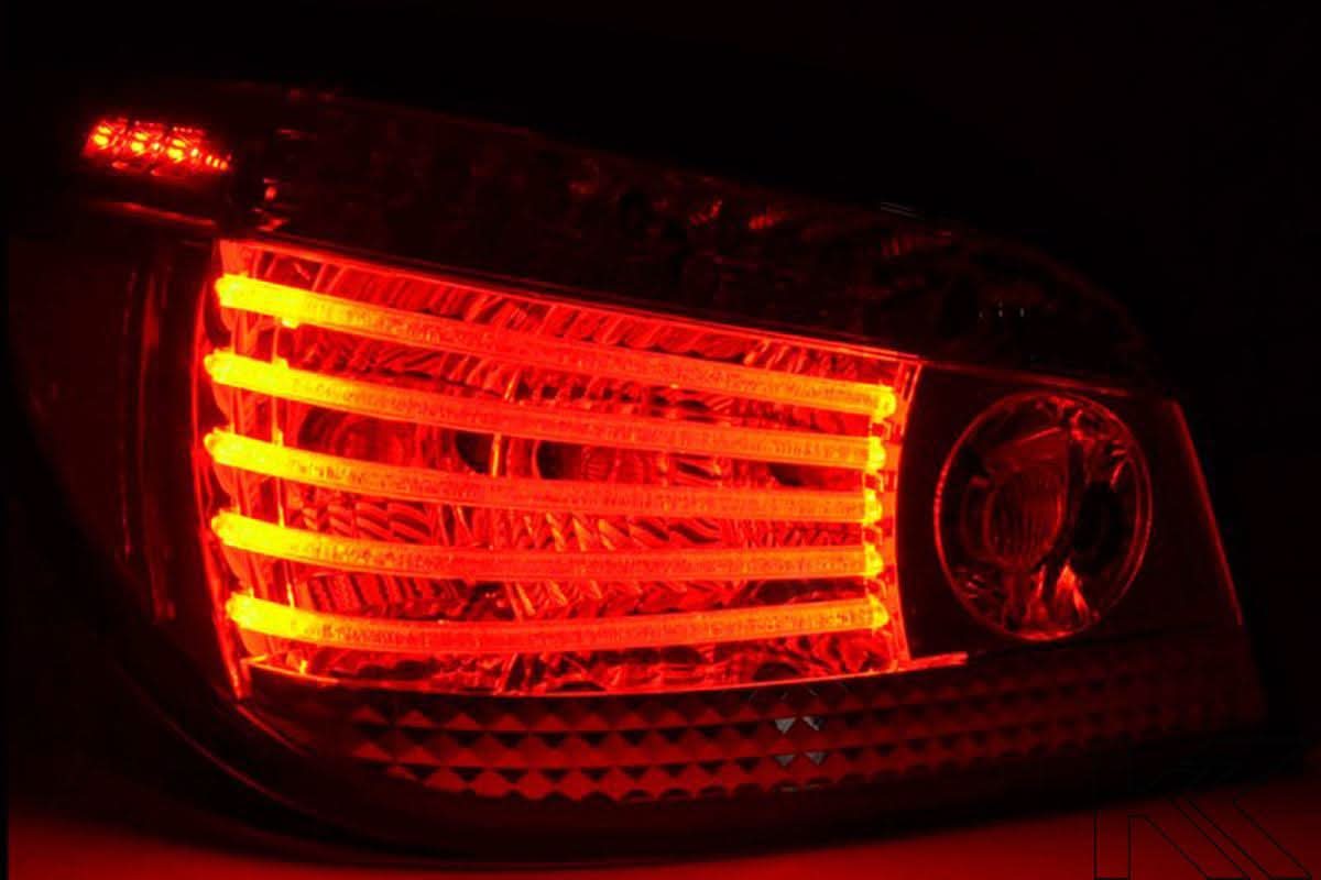 BMW 5-series E60 Sedan Chrome Clear LED Taillights Set (2007-2009) - K2 Industries