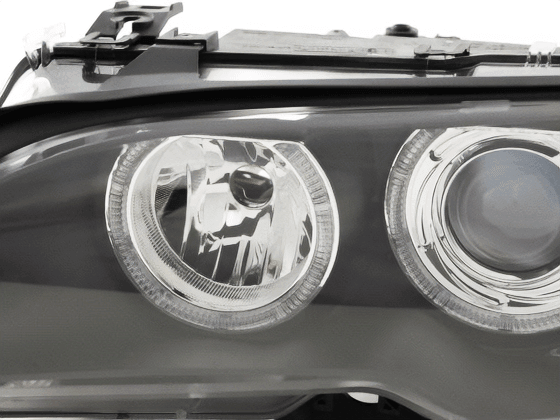 BMW E46 3-Series Coupe Black OE+ Angel Eyes Headlights - (2002-2005) - K2 Industries