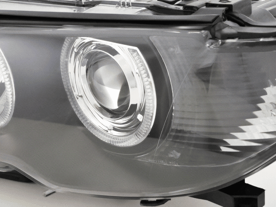 BMW E46 3-Series Coupe Black OE+ Angel Eyes Headlights - (2002-2005) - K2 Industries