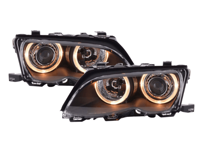 BMW E46 3-Series Sedan Black OE+ Angel Eyes Headlights - (2003-2006) - K2 Industries