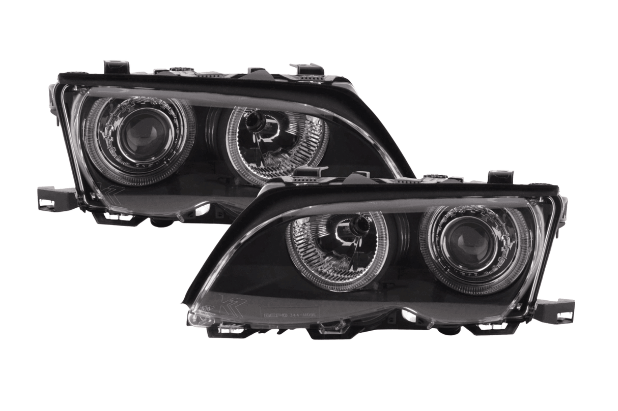 BMW E46 3-Series Sedan Black OE+ Angel Eyes Headlights - (2003-2006) - K2 Industries