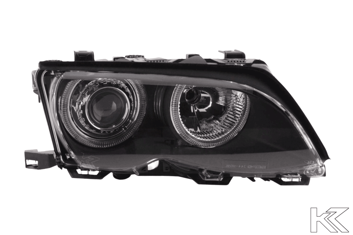 BMW E46 3-Series Sedan Black OE+ Angel Eyes Headlights - (2003-2006) - K2 Industries