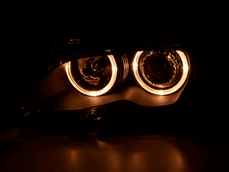 BMW E46 3-Series Sedan Black OE+ Angel Eyes Headlights - (2003-2006) - K2 Industries