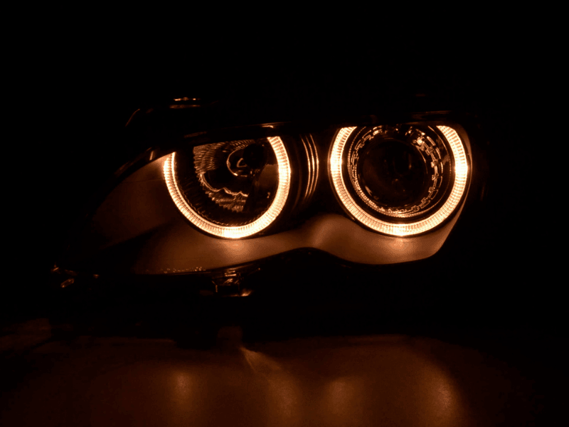 BMW E46 3-Series Sedan Black OE+ Angel Eyes Headlights - (2003-2006) - K2 Industries
