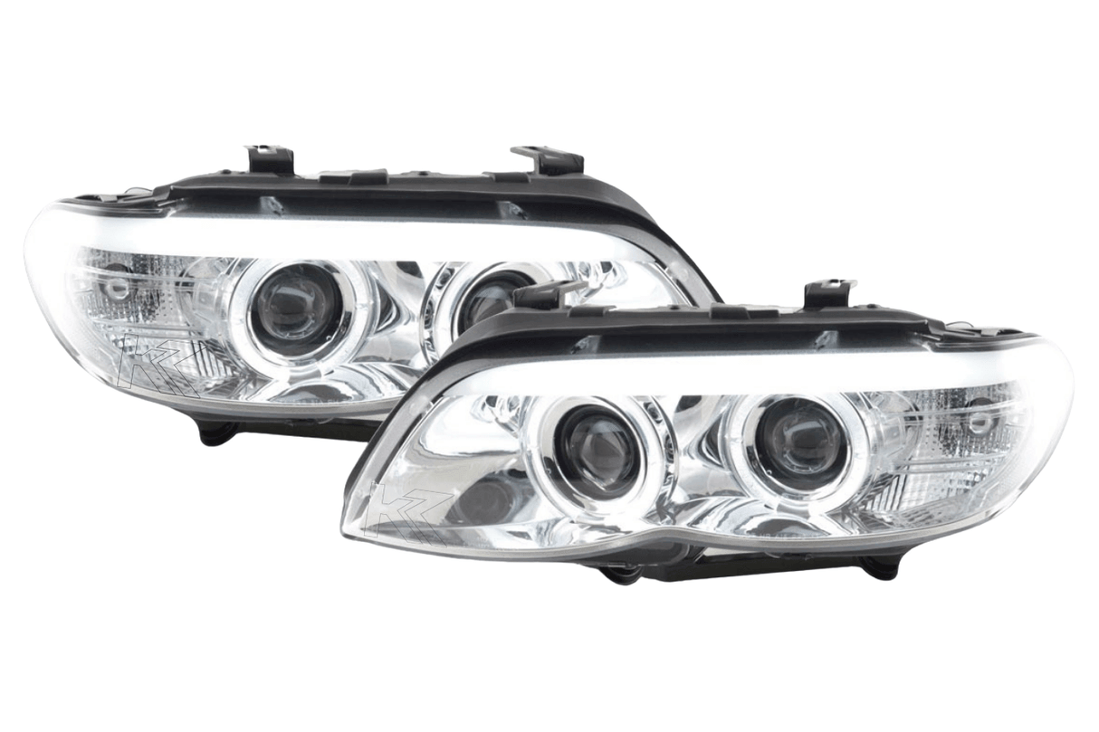 BMW X5 E53 Chrome Angel Eye LED Head Lights (2003-2006) - K2 Industries