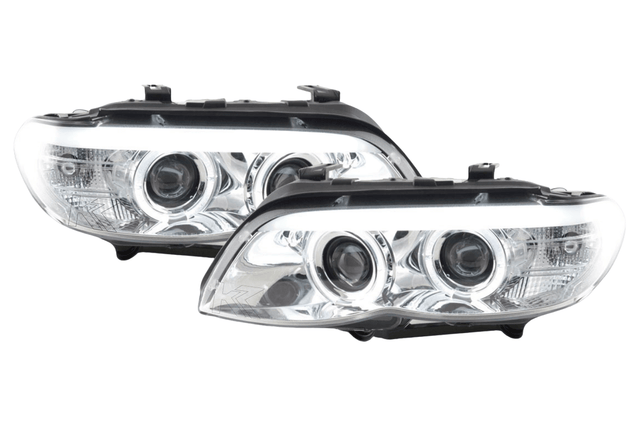 BMW X5 E53 Chrome Angel Eye LED Head Lights (2003-2006) - K2 Industries