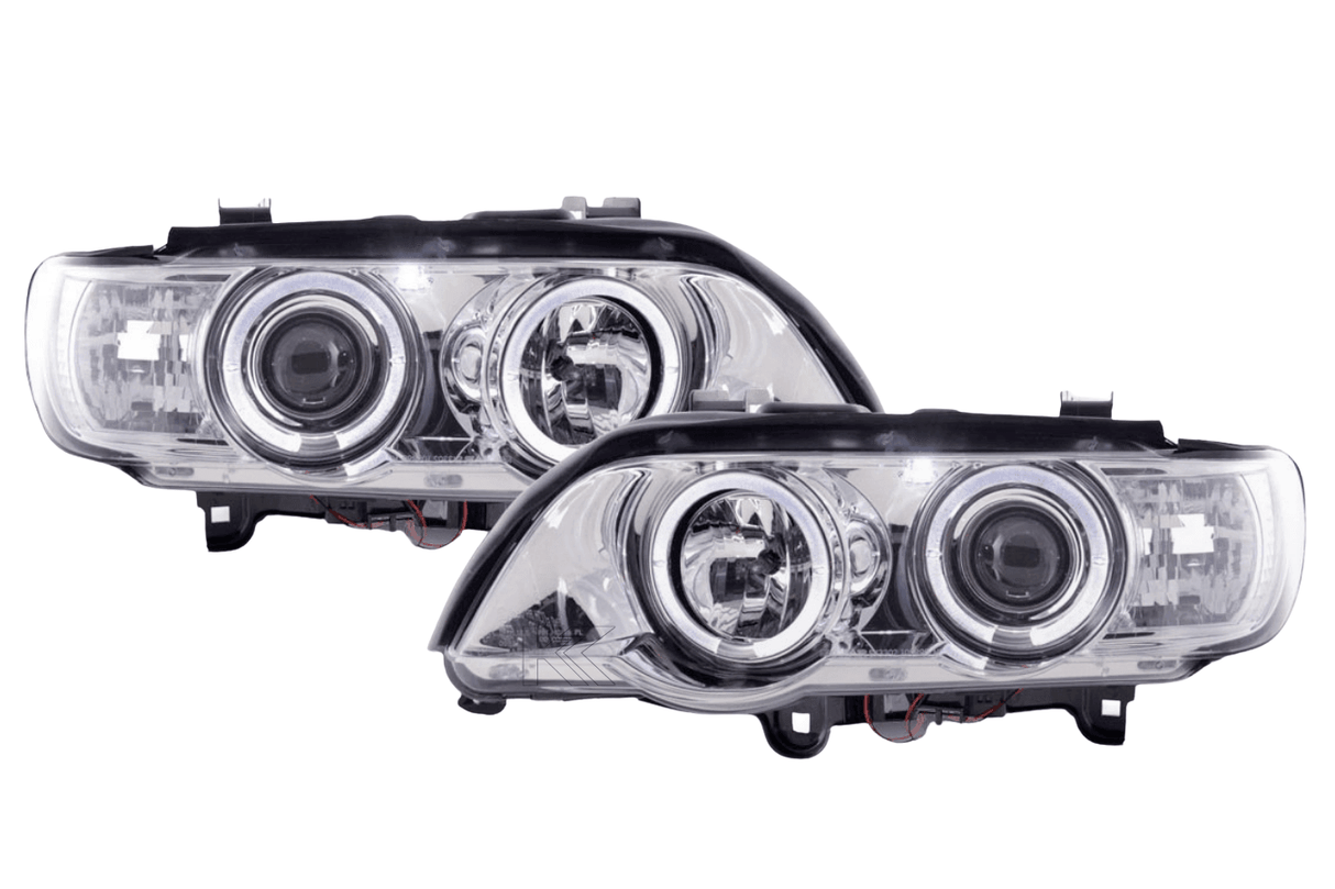 BMW X5 E53 Chrome Angel Eyes LED Headlight Set (1998-2002) - K2 Industries