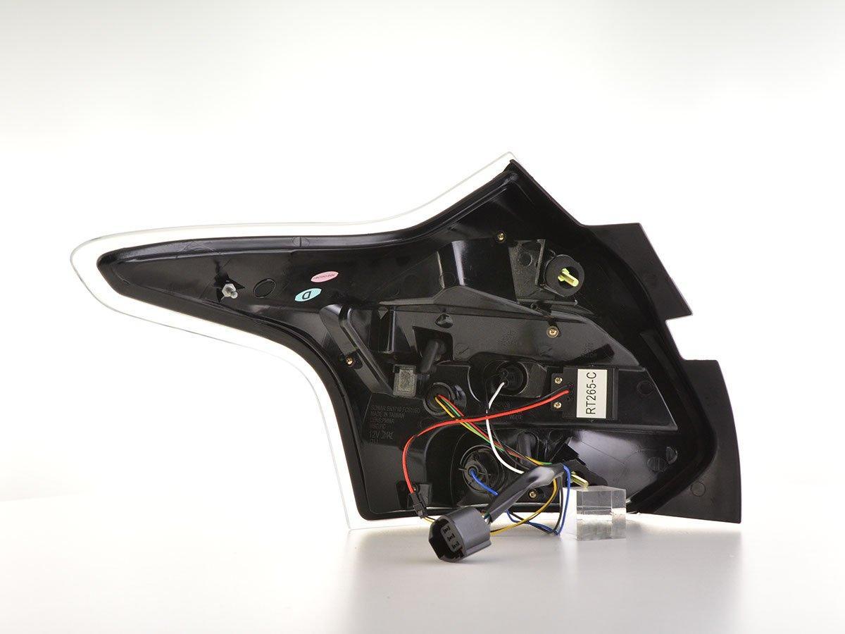 Ford Focus 3 (C346) Hatchback Black Clear LED Taillights Set (2011 - 2014) - K2 Industries