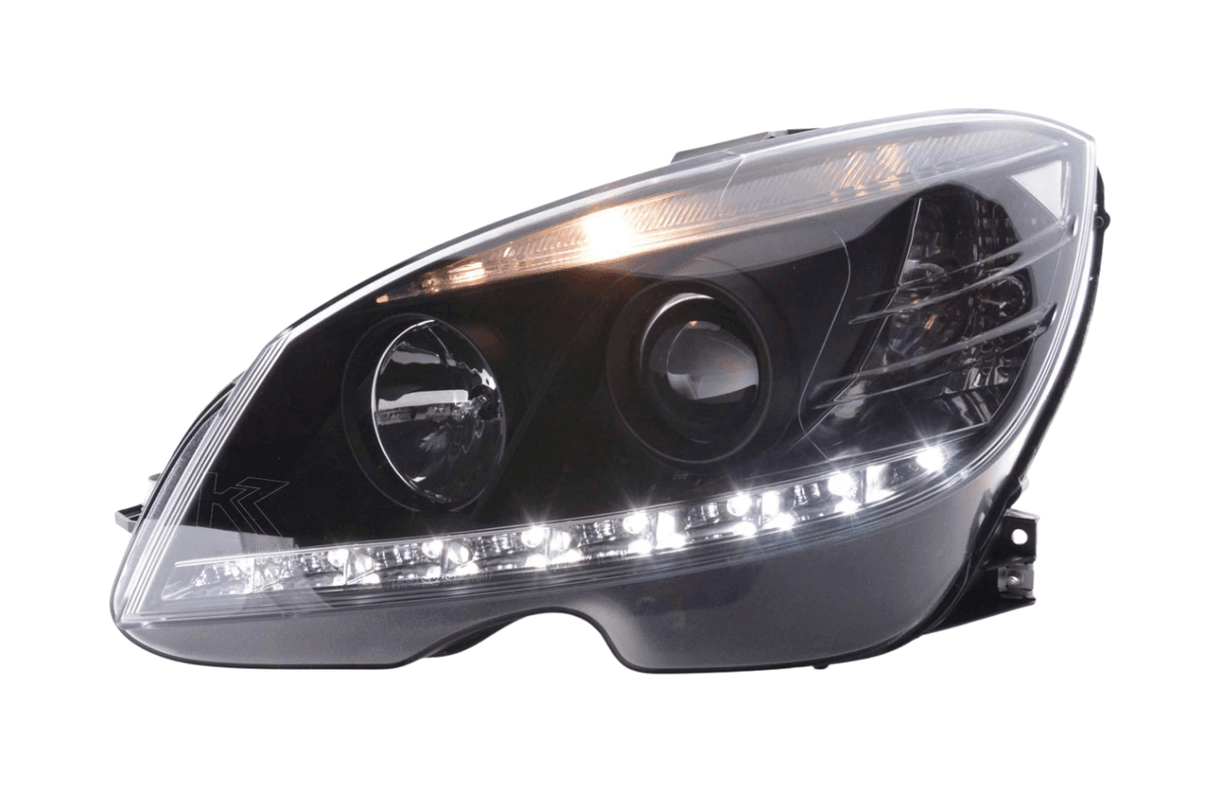 Mercedes Benz C-Class (204) Black LED Headlights with Daytime Running Lights (2007-2010) - K2 Industries
