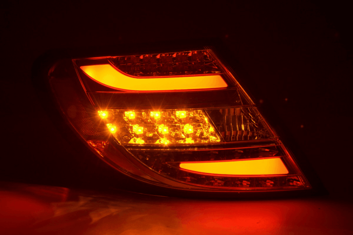 Mercedes Benz C-Class (204) Chrome Clear LED Taillights Set (2007-2011) - K2 Industries