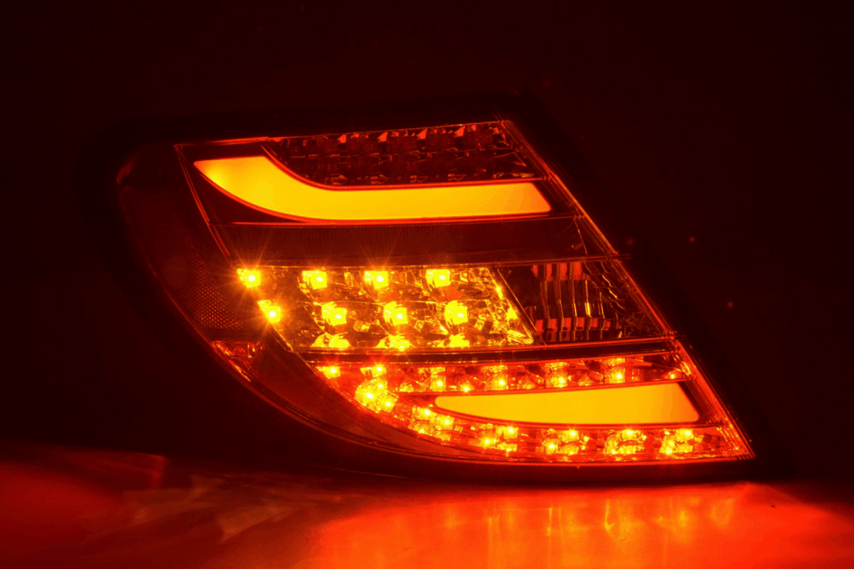 Mercedes Benz C-Class (204) Chrome Clear LED Taillights Set (2007-2011) - K2 Industries