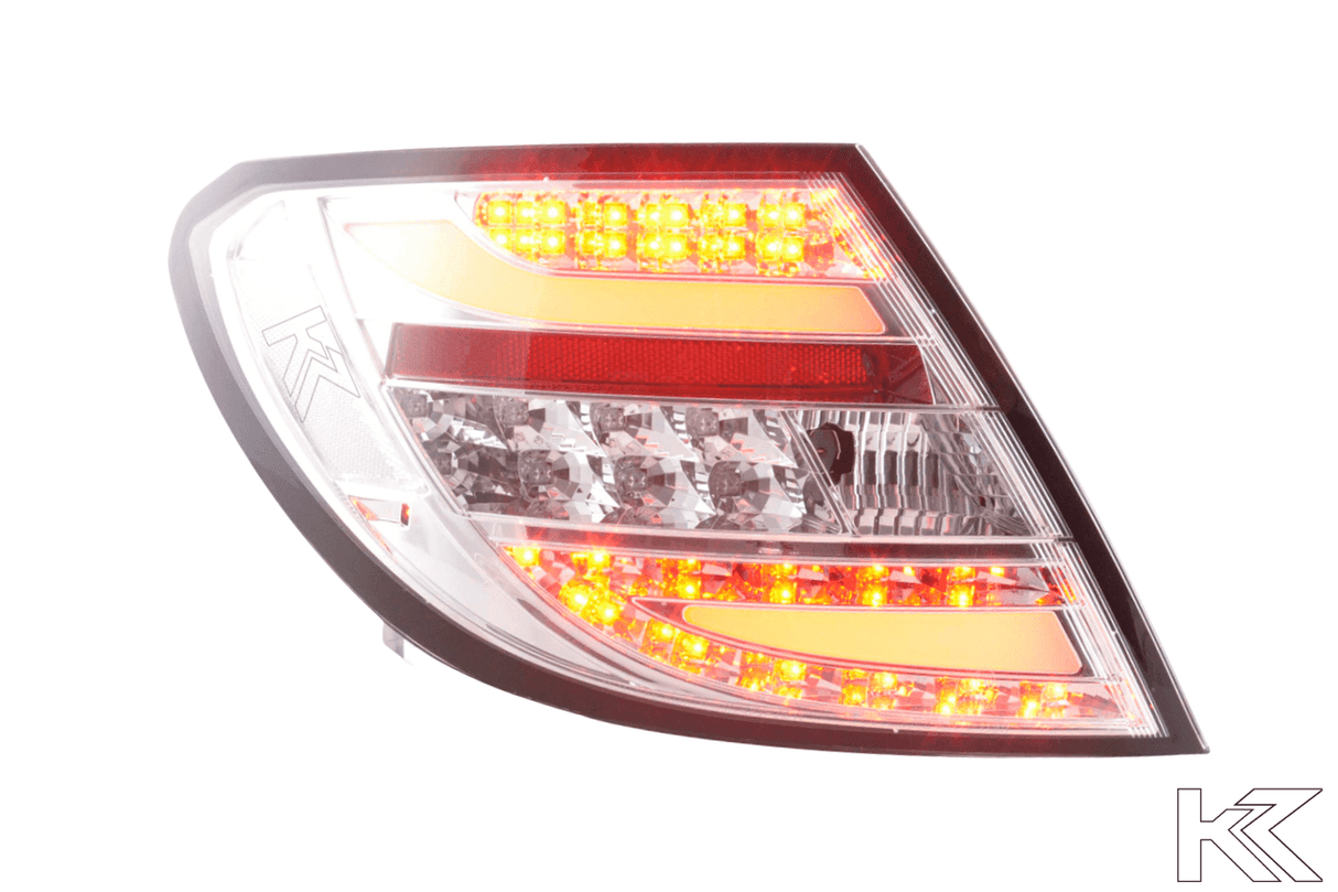 Mercedes Benz C-Class (204) Chrome Clear LED Taillights Set (2012-2014) - K2 Industries
