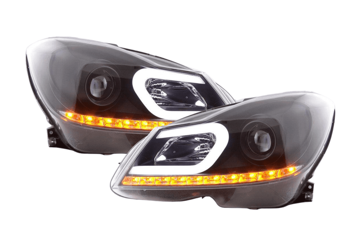 Mercedes-Benz C-Class W204 Black LED Headlights (2011-2014) - K2 Industries