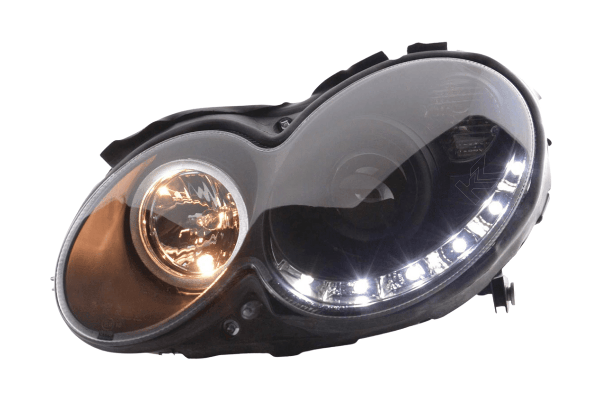 Mercedes Benz CLK (209) Black LED Headlights with Daytime Running Lights (2004-2009) - K2 Industries