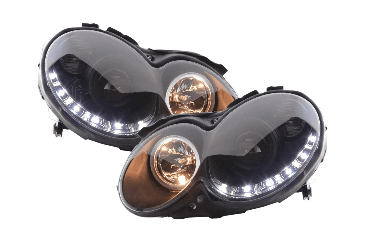 Mercedes Benz CLK (209) Black LED Headlights with Daytime Running Lights (2004-2009) - K2 Industries