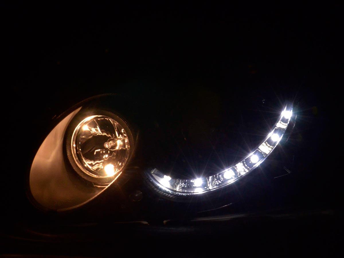 Mercedes Benz CLK (209) Black LED Headlights with Daytime Running Lights (2004-2009) - K2 Industries