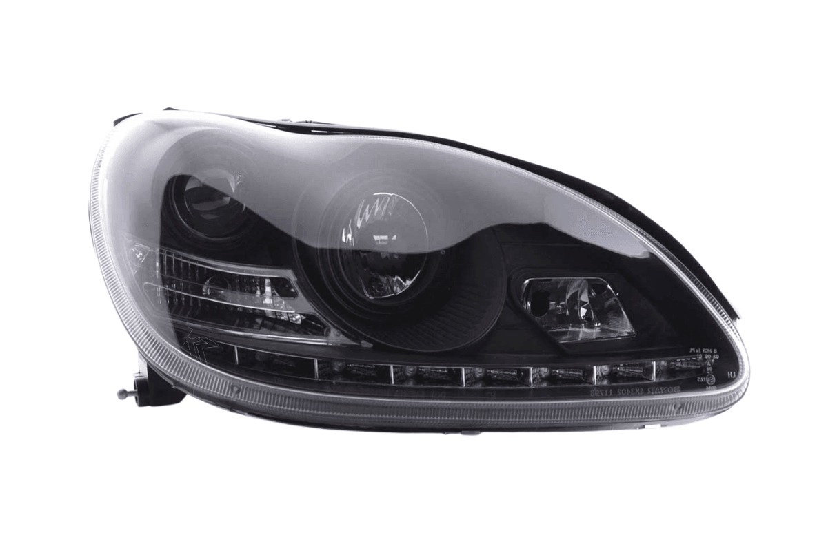 Mercedes Benz S-Class (220) Black LED Headlights with Daytime Running Lights (1998 - 2005) - K2 Industries
