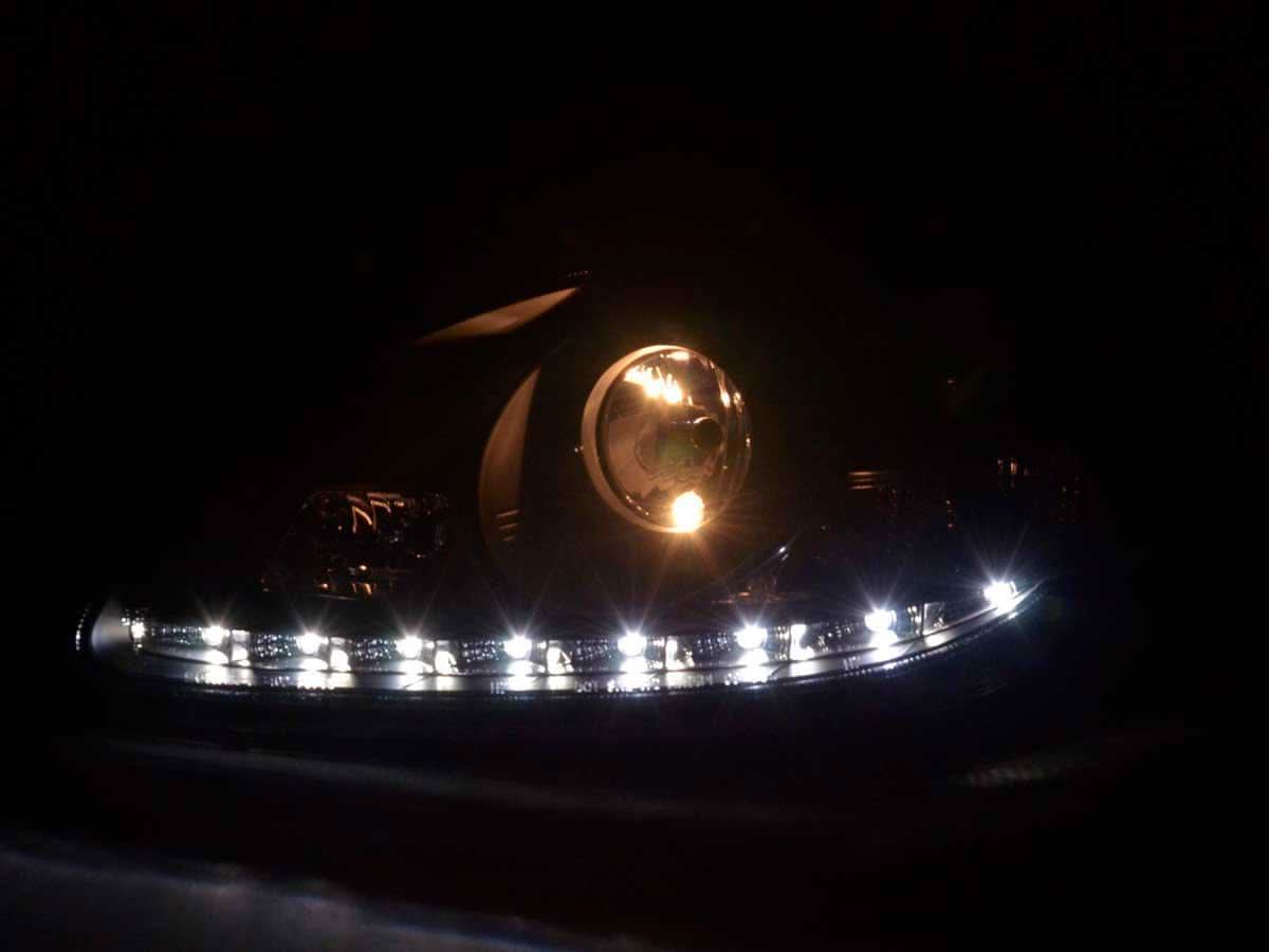 Mercedes Benz S-Class (220) Black LED Headlights with Daytime Running Lights (1998 - 2005) - K2 Industries