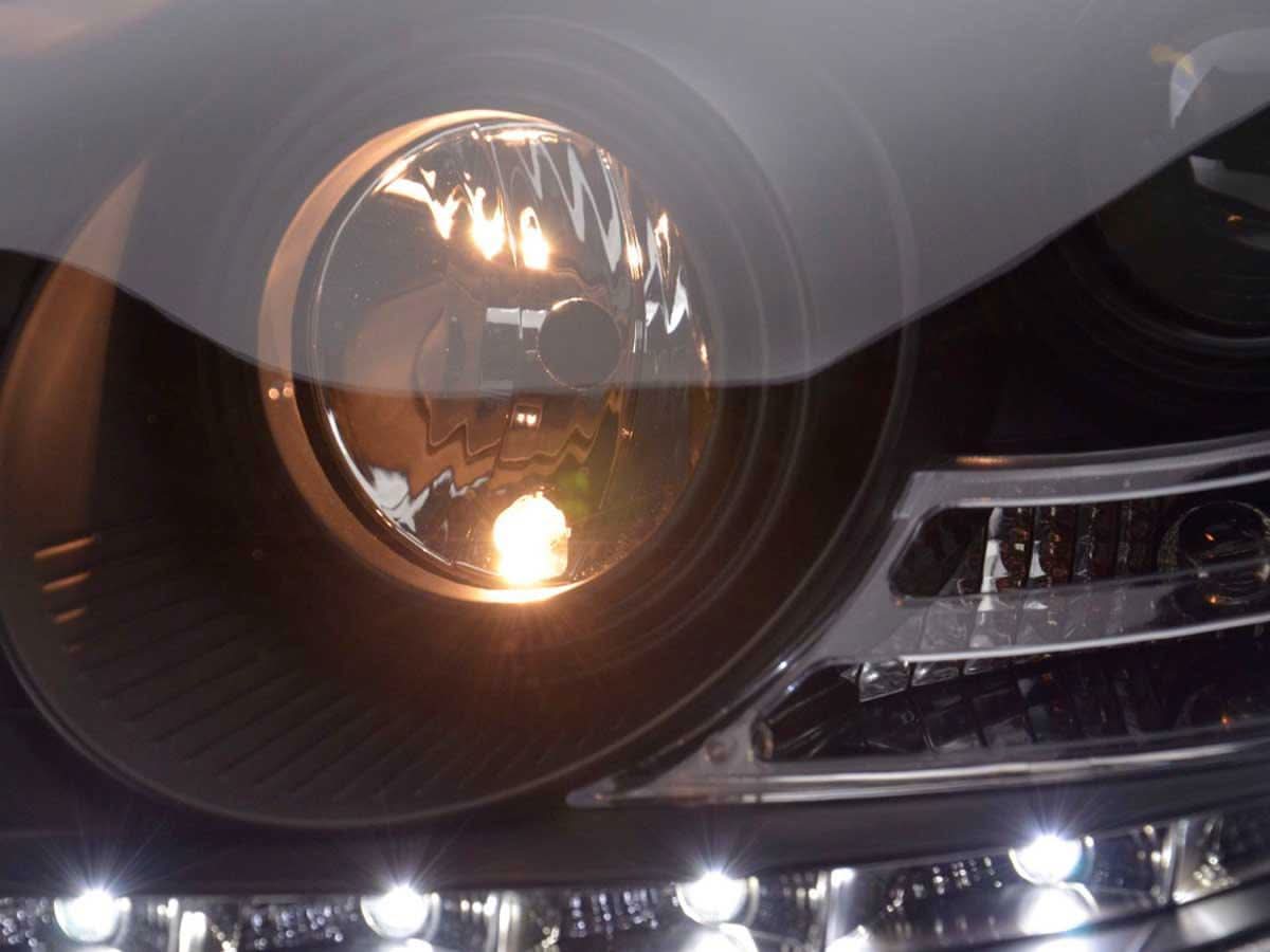 Mercedes Benz S-Class (220) Black LED Headlights with Daytime Running Lights (1998 - 2005) - K2 Industries