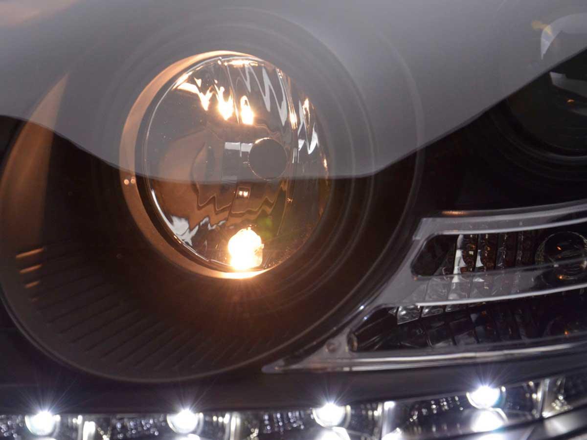 Mercedes Benz S-Class (220) Black LED Headlights with Daytime Running Lights (1998 - 2005) - K2 Industries