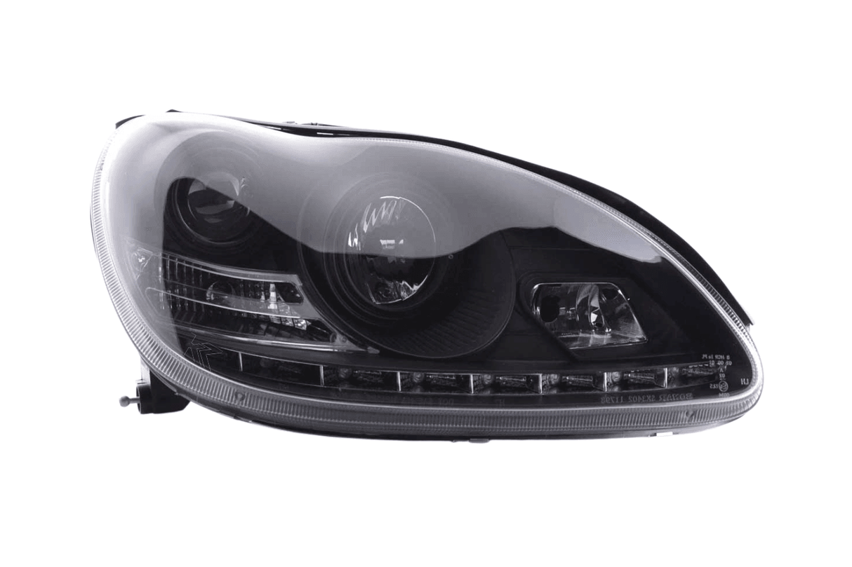 Mercedes Benz S-Class (220) Black LED Headlights with Daytime Running Lights (2002-2005) - K2 Industries