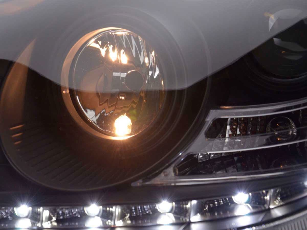 Mercedes Benz S-Class (220) Black LED Headlights with Daytime Running Lights (2002-2005) - K2 Industries