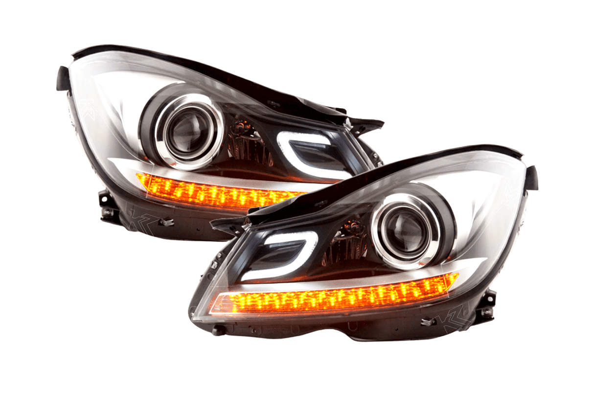 Mercedes W204 C-Class Black LED Headlights with DRL (2011 - 2014) - K2 Industries