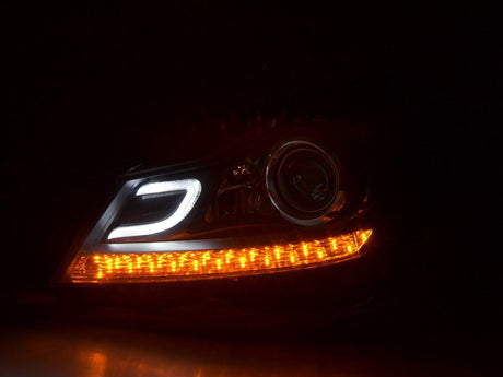 Mercedes W204 C-Class Black LED Headlights with DRL (2011 - 2014) - K2 Industries