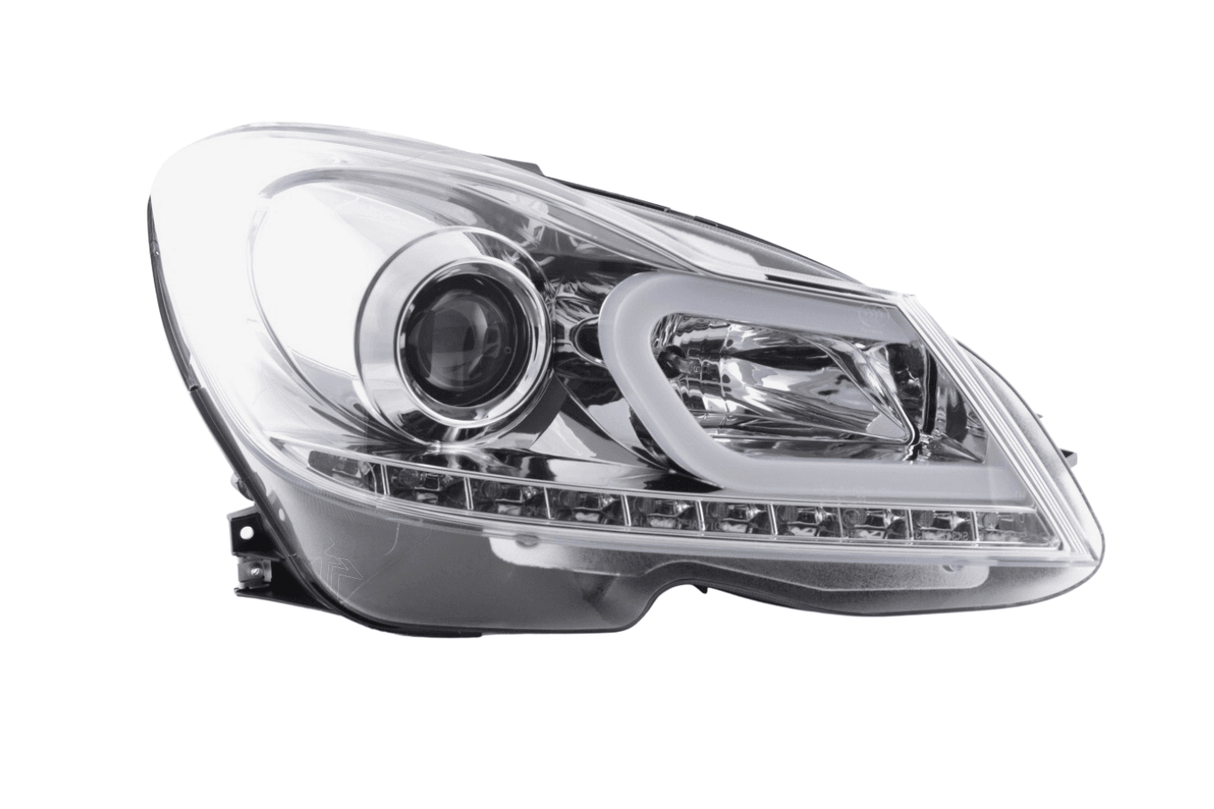 Mercedes W204 C-Class Chrome LED Headlights with DRL (2011 - 2014) - K2 Industries