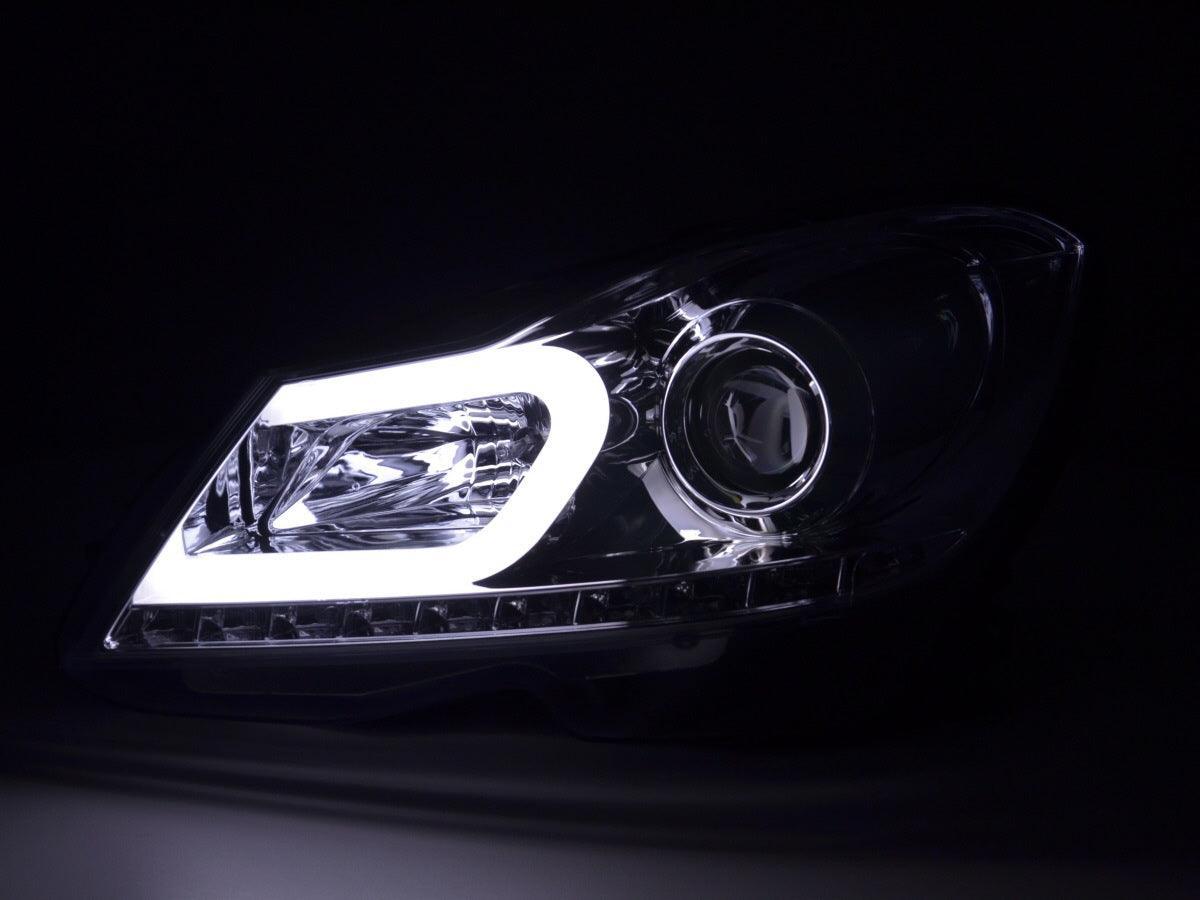 Mercedes W204 C-Class Chrome LED Headlights with DRL (2011 - 2014) - K2 Industries