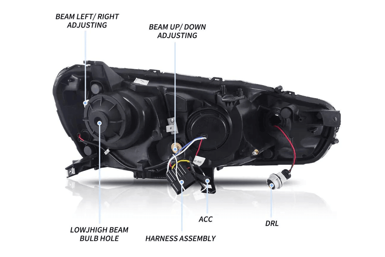 Mitsubishi Lancer 9th Gen Evo X GSR 10th Gen (CZ4A) Demon Eyes Dual Beam Projector Headlights (2008-2017) - K2 Industries