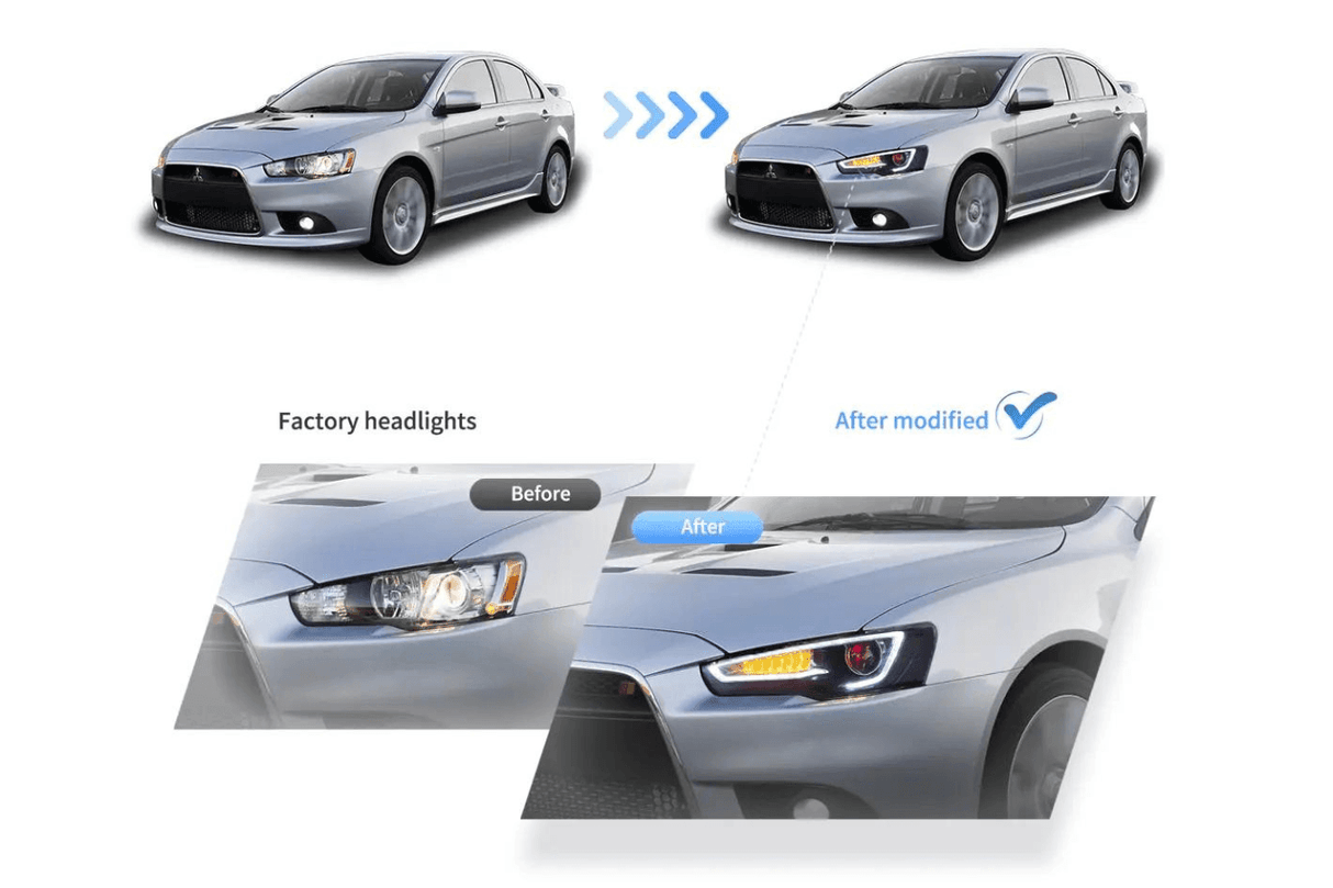 Mitsubishi Lancer 9th Gen Evo X GSR 10th Gen (CZ4A) Demon Eyes Dual Beam Projector Headlights (2008-2017) - K2 Industries