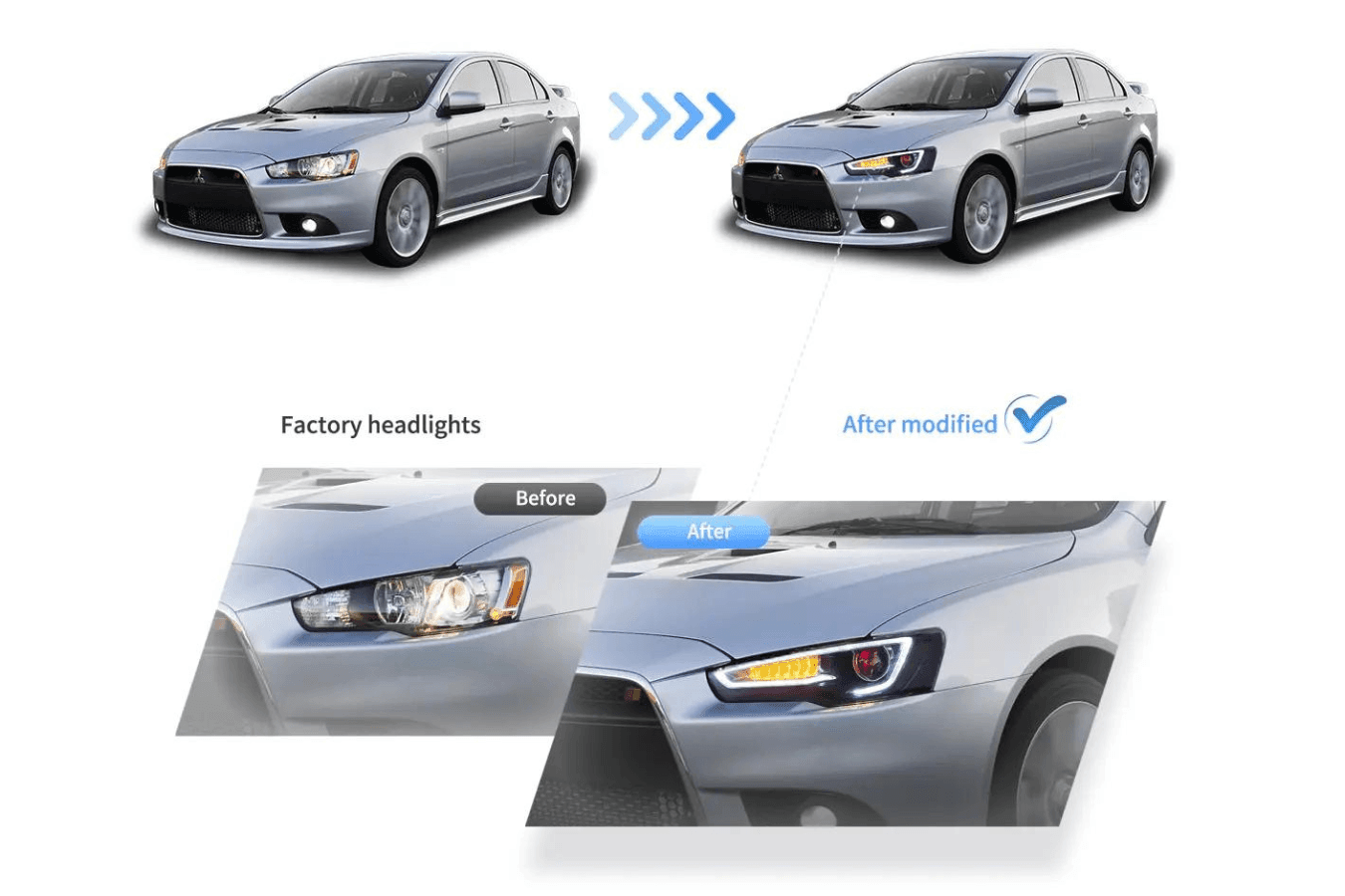 Mitsubishi Lancer 9th Gen Evo X GSR 10th Gen (CZ4A) Demon Eyes Dual Beam Projector Headlights (2008-2017) - K2 Industries