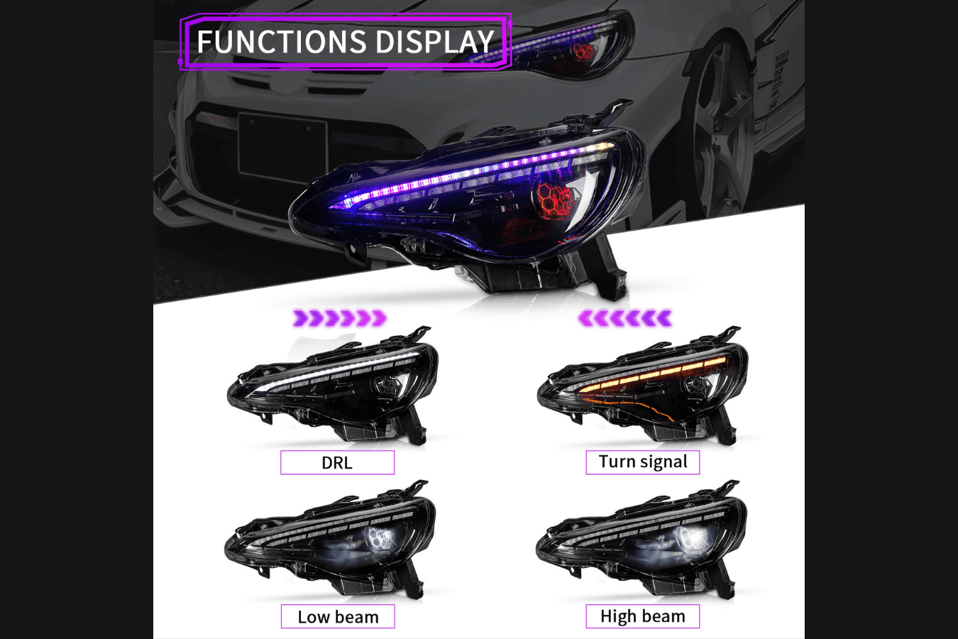 Scion FR-S Subaru BRZ Toyota GT86 RGB Headlights (2012-2021) - K2 Industries