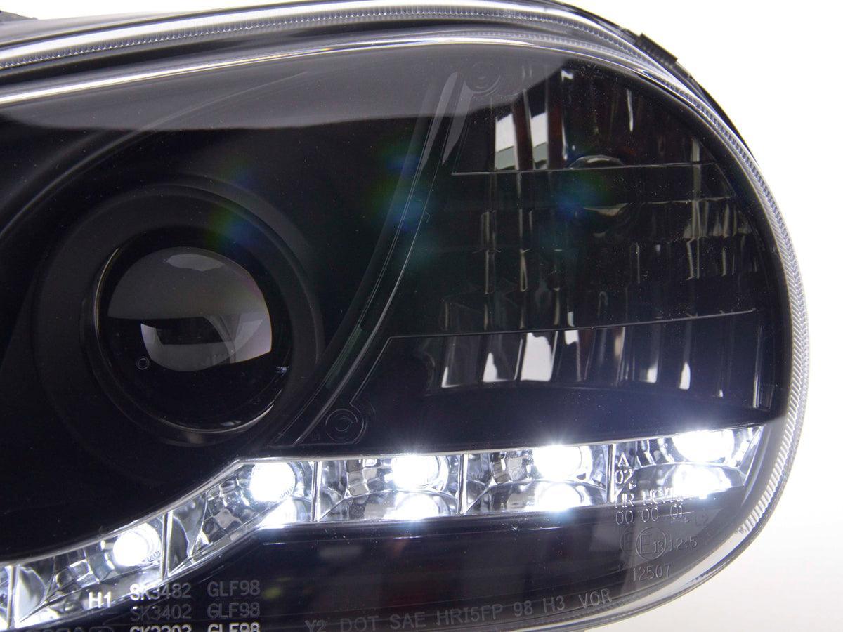Volkswagen Golf 4 Black LED Headlights with Daytime Running Lights (1997 - 2003) - K2 Industries