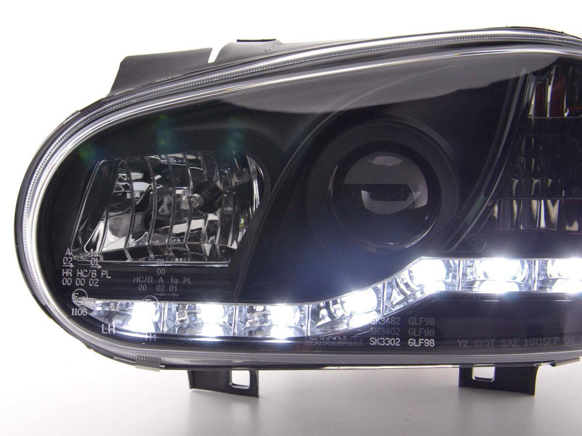 Volkswagen Golf 4 Black LED Headlights with Daytime Running Lights (1997 - 2003) - K2 Industries