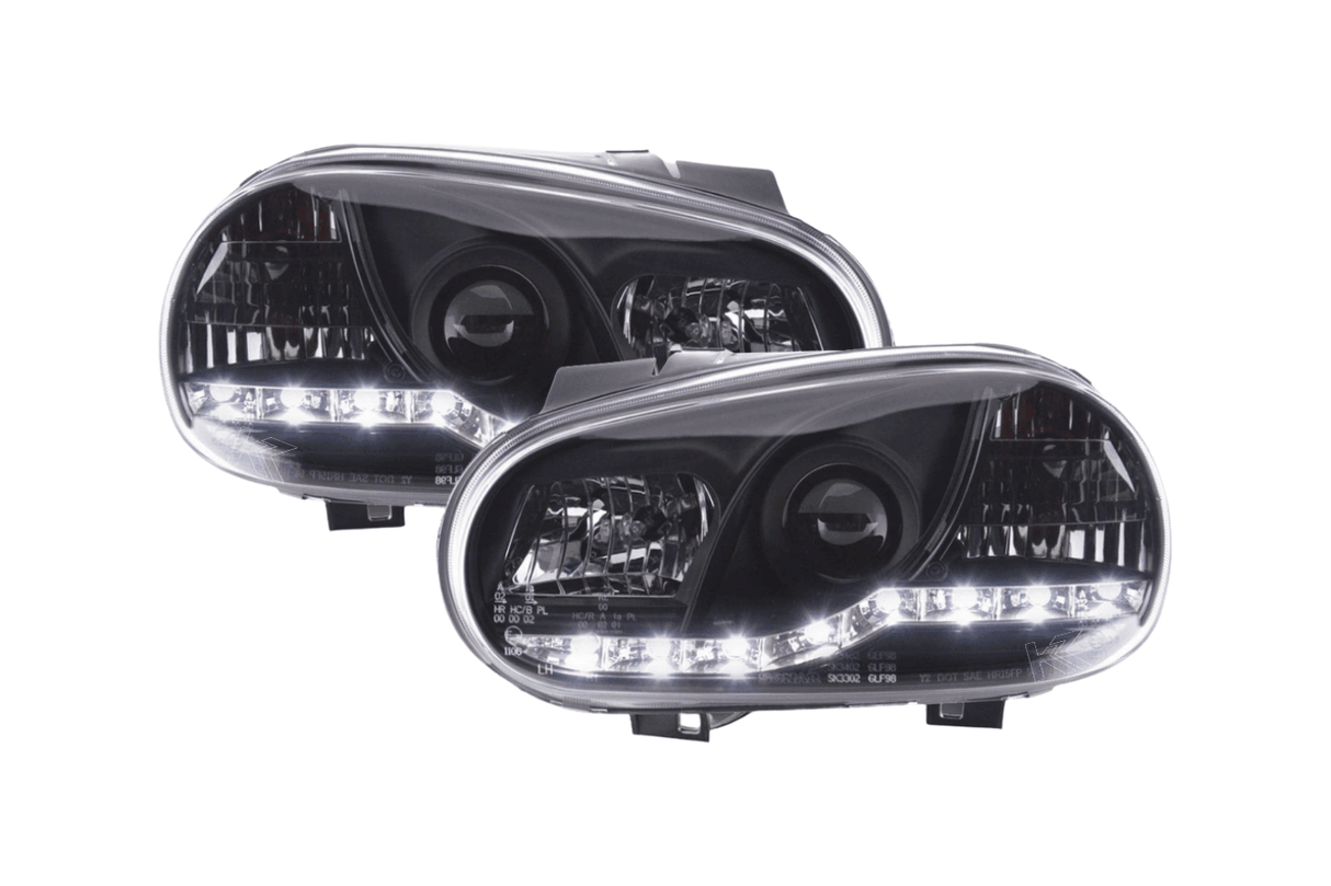 Volkswagen Golf 4 Black LED Headlights with Daytime Running Lights (1998 - 2003) - K2 Industries
