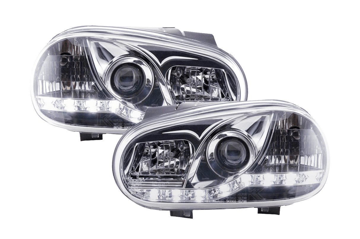 Volkswagen Golf 4 Chrome LED Headlights with Daytime Running Lights (1997 - 2003) - K2 Industries